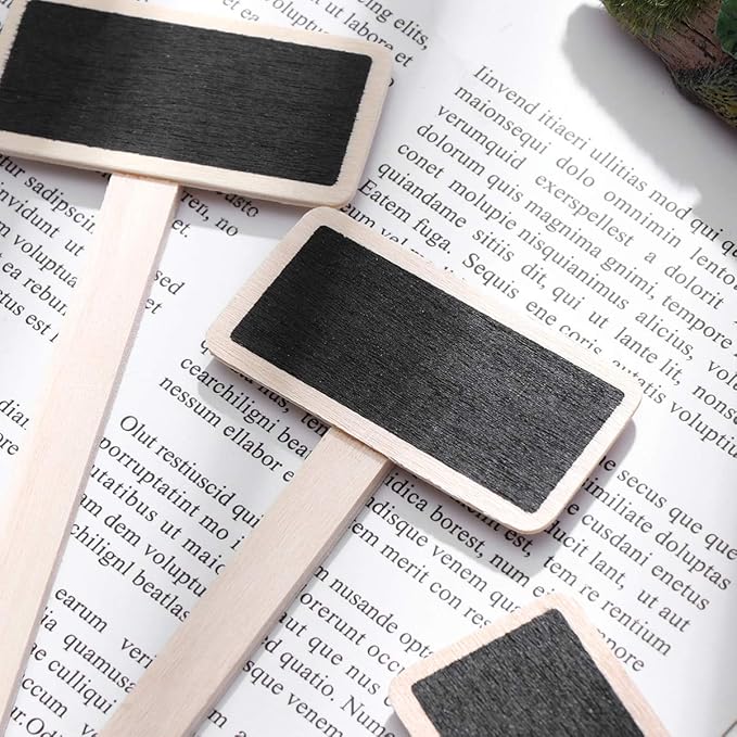 Exceart Mini Wooden Chalkboard Plant Labels Wooden Plant Markers Tags Nursery Garden Labels Planter Pot Markers Stakes for Home Gardening Supplies 40pcs