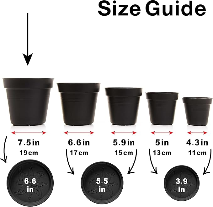 Mintra Home Garden Pots 4pk - Flowers, Herbs, Plants, Indoor, Outdoor, Colorful, Wholesale, Bulk (Burgundy, 19cm Diameter (7.5in))