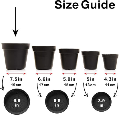 Mintra Home Garden Pots 4pk - Flowers, Herbs, Plants, Indoor, Outdoor, Colorful, Wholesale, Bulk (Orange, 19cm Diameter (7.5in))