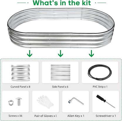 JERIA 6×3×1ft Oval Raised Garden Bed,Galvanized Raised Garden Bed Kit Outdoor Metal Gardening Planter Box for Vegetable, Fruits, Flower，Herbs