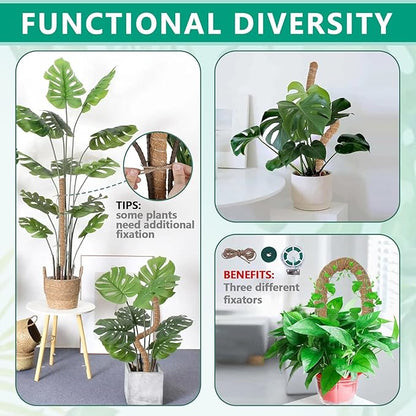 4 Pcs Bendable Moss Pole for Monstera Plant Support，24 Inch Handmade Coir Pole Stick for Climbing Plants Indoor Plant Stakes for Potted Plants to Grow Upwards