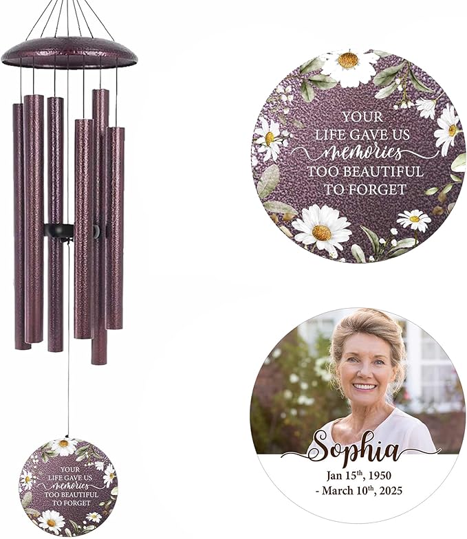 ASTARIN Personalized Deep Tone Wind Chime Memorial, Customized Sympathy Wind Chimes, Memory Wind Chimes for Loved Ones Lost, Bereavement Gifts Windchimes Outdoor, Produced in USA