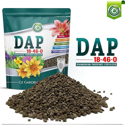 18-46-0 DAP Fertilizer - Made in USA - Nitrogen and Phosphorus Plant Food for Indoor/Outdoor Plants & Flower Gardens - Promotes Vigorous Growth and Big Blooms!