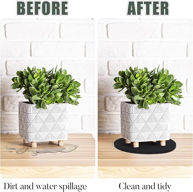 Plant Coaster Mat Reversible(Fabric/Leather),6Pcs Plant Coasters for House Plants Indoor & Outdoor,Household Products Absorbent/Waterproof(4inch)