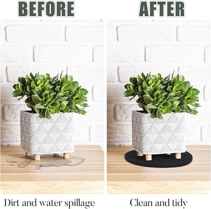 Plant Coaster Mat Reversible(Fabric/Leather),6Pcs Plant Coasters for House Plants Indoor & Outdoor,Household Products Absorbent/Waterproof(4inch)