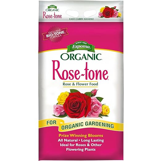 Espoma Organic Rose-Tone 4-3-2 Organic Fertilizer for All Types of Roses and Other Flowering Plants. Promotes Vigorous Green Growth and Abundant Blooms. 18 lb. Bag