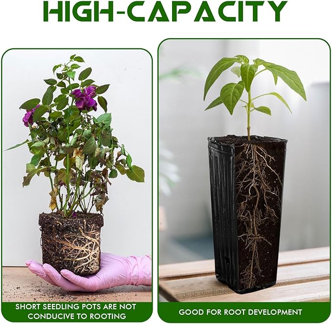 30Pcs Plastic Deep Plant Nursery Pots,12.2 in Tall Seedling Flower Plant Container Potswith Drainage Hole for Garden Plants Flowers Indoor Outdoor (L:12.2" Lx4.72 W)