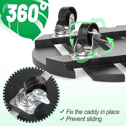 2 Pack Plant Stand with Wheels, Plant Caddies with 360° Lockable Smooth Sliding Wheels Durable Sturdy, Outdoor/Indoor Heavy Duty Rolling Plant Stand for Plant Pot,Flower Pot (Black 14")