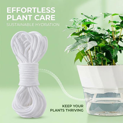 MAQIHAN Self Watering Rope - 50 Feet × 1/4 Inch Self Watering Rope for Plants, Wicking Cord for Vacation DIY Self-Watering System, Capillary Wick for Garden Potting Orchid Tomato Plants