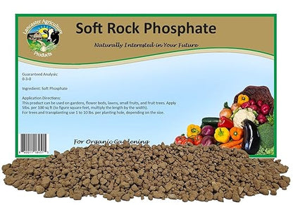 Soft Rock Phosphate (0-3-0) 20 Pounds Organic Fertilizer with Calcium & Minerals, Long-Lasting Soil Benefits for Vibrant Plants - Lancaster Agriculture Products