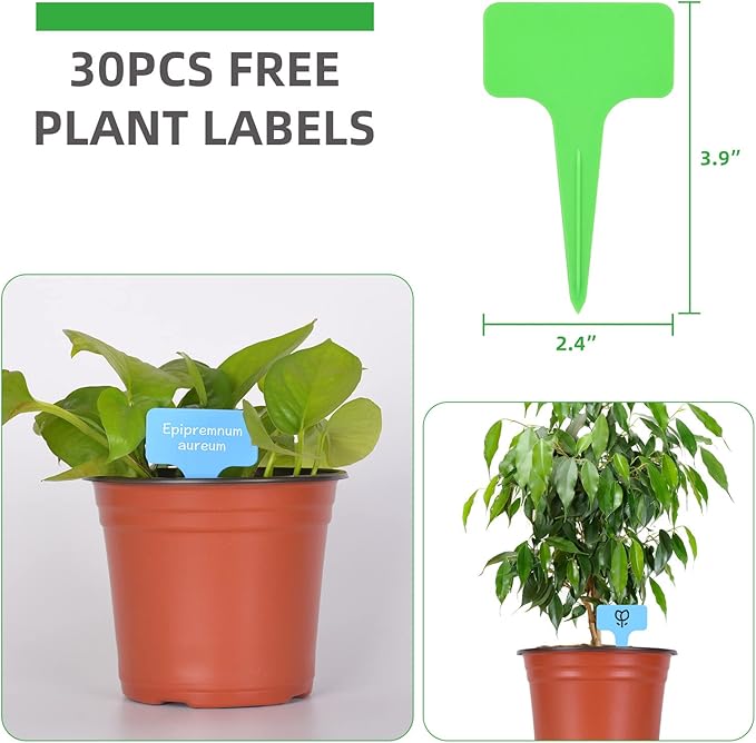 Kleeblatt 100 Pcs Nursery Pots 6 Inch, Plastic Planter Nursery Pots with 30 Pcs Plant Labels, Seedling Pots and Seedling Flower Plant Container