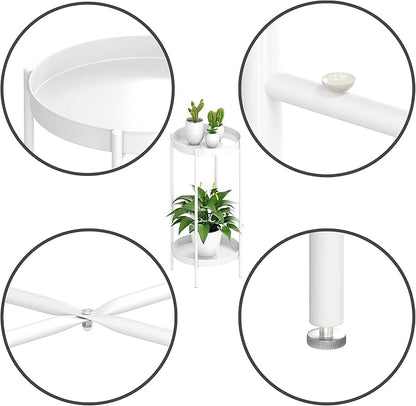 OVICAR Plant Stand Indoor Outdoor - Metal Flower Pot Holder Table Tall Potted Rack Organizer Rustproof Plant Display Shelf For Home Garden Patio Balcony Office Living Room Bathroom Corner (White)