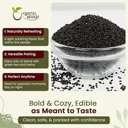 Organic Way Edible Basil Seeds | Organic & Kosher Certified | Sabja Seeds Rich in Fibers | Raw, Vegan, Non GMO & Gluten Free | USDA Certified | Origin - India (16 Ounce Pack)