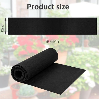 12 x 80 Inch Felt Planter Liner Roll Non-Woven Fabric Coconut Basket Liner Alternative Plant Liner Roll Black Coco Liners Roll Replacement Easy to Cut for Planter Hanging Flower Basket Window Box
