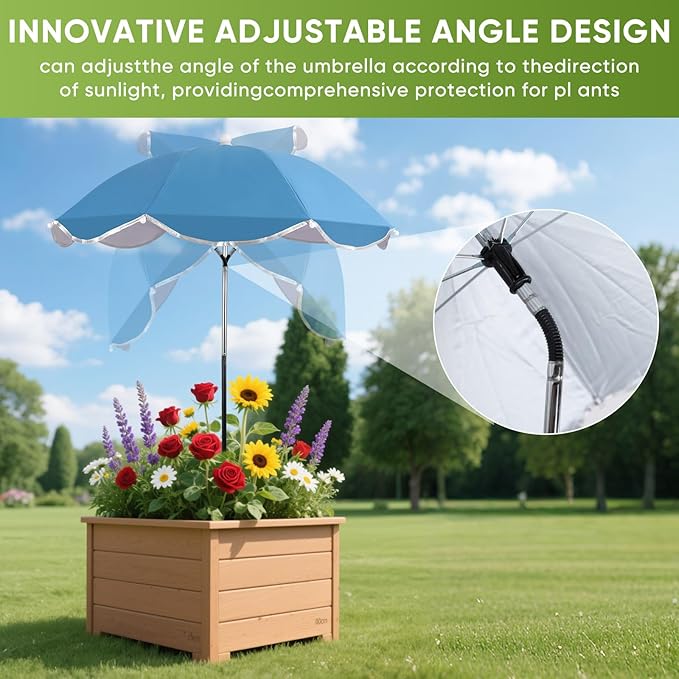 Plant Umbrellas for Outdoor Plants, 25inch Plant Shades for Outdoor Plants with Durable 40'' High M-Shaped Plug for Stronger Wind Resistanc for Plants, Potted Plant, Garden Beds