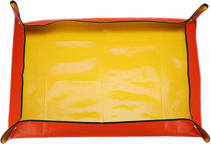 HARFINGTON Repotting Mat 29.5" x 39.4" PE Cloth Waterproof Plant Repotting Mat Foldable Portable Gardening Potting Tray with Plastic Buckle for Indoor Plant Change Soil Watering, Yellow