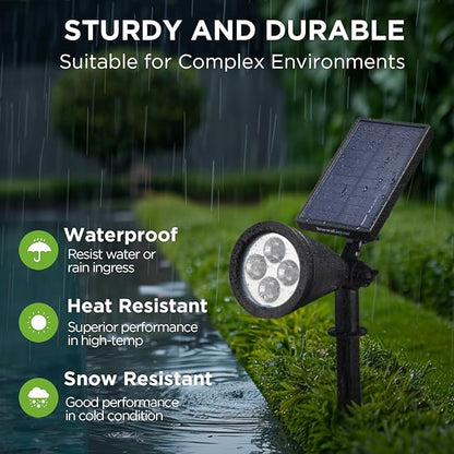 InnoGear Solar Lights Outdoor Lighting Waterproof Landscape Spotlights Uplighting for Outside Flag Garden Trees Yard Pathway Wall Auto On/Off, Pack of 6 (Cool White)