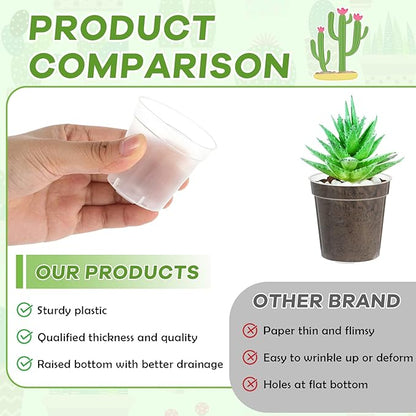 Yaomiao 80 Pcs 3 Inch Clear Mini Plastic Plant Pot Nursery Seedling Pots Seed Starter with Drainage Holes for Indoor Outdoor Garden Succulent Plants Cuttings Transplanting