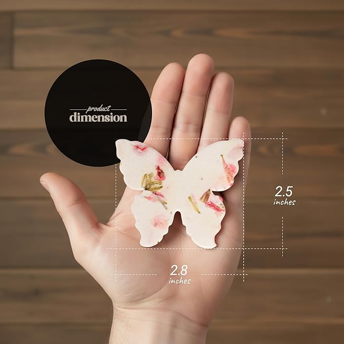 Set of 48 Pink Butterfly Seed Paper – Writable & Plantable Wildflower with Envelopes & Planting Guides, Gift for Moms or Plant Lover for Valentine’s Day, Mother’s Day, Weddings & Life Celebrations