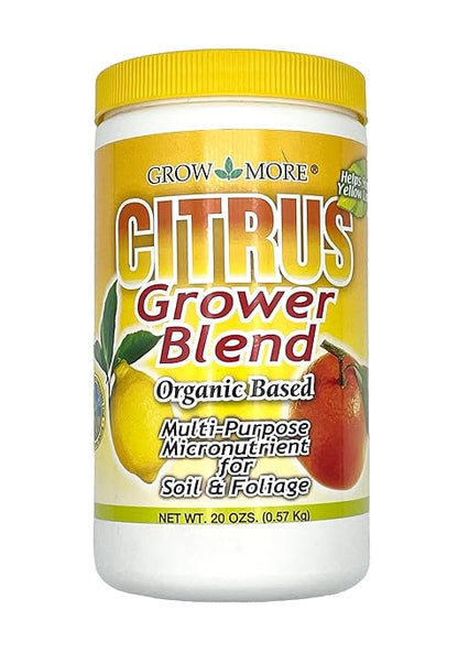 Grow More Citrus Grower Blend (1.7-0-0) - 20oz of Organic Citrus Fertilizer for Potted Trees with Chelated Micronutrient - Improves Taste, Color, & Firmness