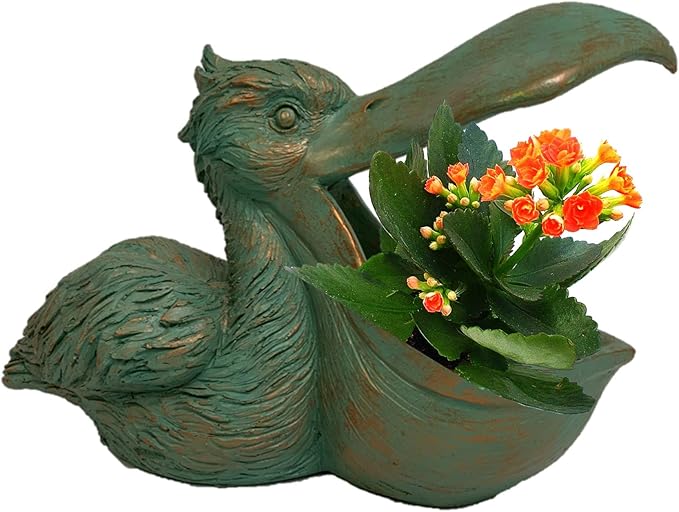 Homestyles 18 in. Pelican Planter and Shell Holder Beach Collectible Statue