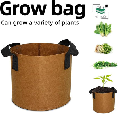 Grow Bags,Growing Pot Bags Garden Grow Bag Indoor Outdoor Fabric Aeration Plant Pot Container Flower Vegetable Pouch (Coffee,3 Gallon)