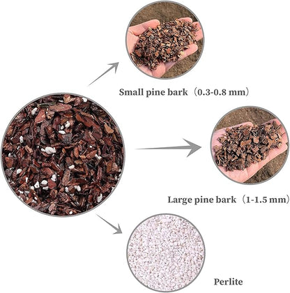 All Purpose Soil Potting Mix - Orchid Bark & Organic Perlite for Plants - All Natural Soil Media Has Good Drainage for Planting or Orchid Repotting (1 qt)