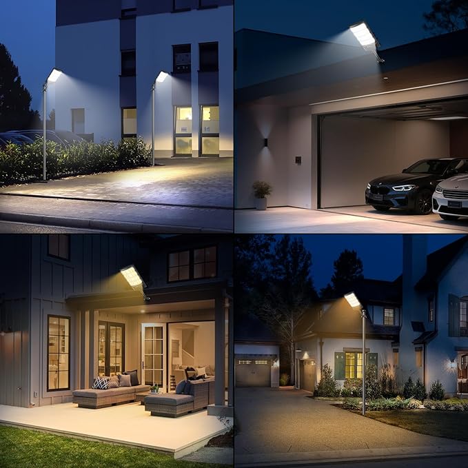 Solar Lights Outdoor, Solar Powered Motion Sensor Solar Street Light, 6500K/4500K/3000K IP66 Waterproof Security Flood Lights with Remote Control for Garden, Yard, Garage, Parking Lot (2 Pack)