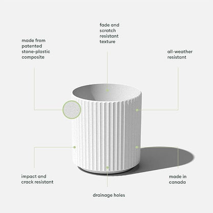 Veradek Demi Series Round Planter for Porch, Patio, Backyard | Durable Plastic-Concrete Material | Modern Décor for Tall Plants, Flowers