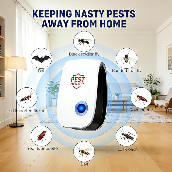 Ultrasonic Pest Repellent Plug-in, Rodent & Insect Repellent Device for Mice,Rats,Roaches,Ants,Spiders, Multi-Room Indoor Pest Control for Home Kitchen Office – 10 Pack