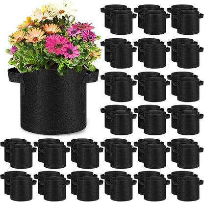 Nuanchu 100 Packs Grow Bags Bulk Aeration Fabric Pot with Handles Thickened Nonwoven Garden Bags to Healthy Root Growth Vegetables Heavy Duty Grow Pots Planting Planter for Flower Fruits (2 Gallon)