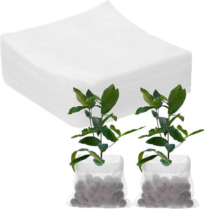 400-Pack Nursery Growing Bags, 4.3" x 4.3" Non-Woven Plant Nursery Bags, Fabric Seeding Pots Pouch for Seed Starting/Soil Transplant/Home Garden Supply [White]
