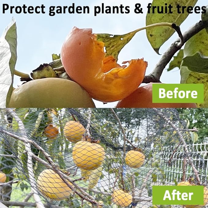 50 x 50 FT Bird Netting for Garden Woven Mesh Garden Netting for Plants, Vegetable, Fruit Trees, Blueberry Bushes, Strawberries Against Birds, Deer, Squirrels and Other Animals