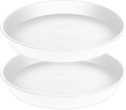 2 Pack of 14 inch Plant Saucers Bird Bath Bowl, Plant Saucer 14" Round, Plastic Plant Tray for Pots, White Planters for Indoor Plants, Plant Trays for Planter 12-15" (14", Creamy White)