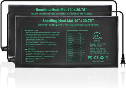 Seedling Heat Mat, 10"x 20.75" Plant Heating Pad for Home Gardening Seed Starting, MET Certified Waterproof Durable Germination Station Heat Mat
