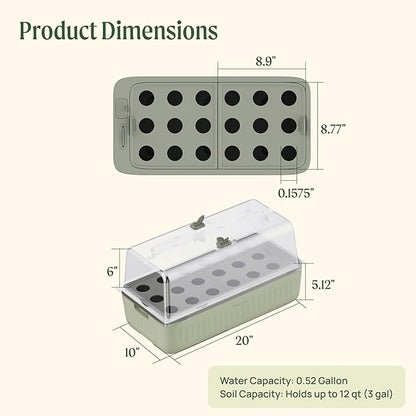 EZ Leafy Planter – Self-Watering Indoor Planter Box with Reservoir & Humidity Dome | Soil-Based Countertop Garden Kit for Leafy Greens, Lettuce, Spinach & Herbs | Kitchen Windowsill Planter
