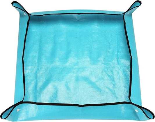HARFINGTON Repotting Mat 26" x 26" PE Cloth Waterproof Plant Repotting Mat Foldable Portable Gardening Potting Tray with Plastic Buckle for Indoor Plant Change Soil Watering, Blue