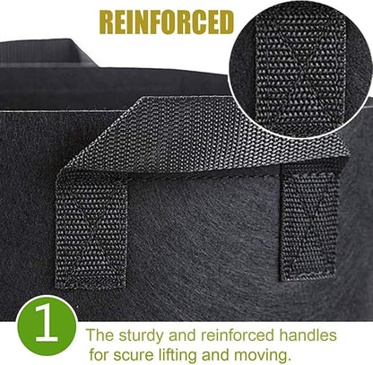 10-Pack 7 Gallon Plant Grow Bags, Heavy Duty 300G Thickened Non-Woven Aeration Fabric Pots with Reinforced Handles