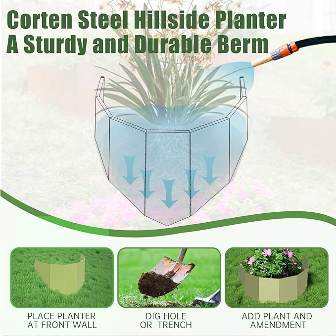 Decoroca Hillside Planter for Slope - Innovative & Durable Terrace-Style Planters for Slope Gardening - Prevent Soil Erosion, Beautify Hillsides & Landscapes (40" W x 14" H/Set of 4)