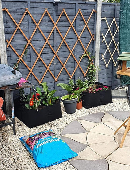 2pcs Raised Garden Bed with Grow Grid,23.6x23.6 inch Elevated Flower Vegetables Bed Planter Box,Planting Container,Plant Root Pouch Pots,Garden Tub