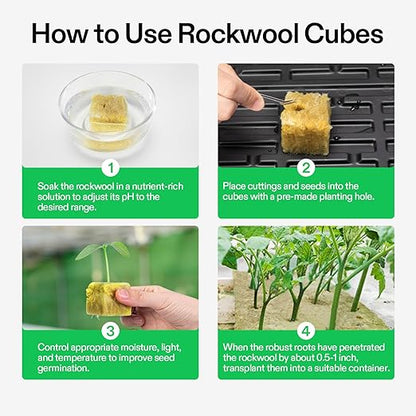 VIVOSUN 1.6" Rockwool Cubes, 28 Plugs Stonewool Starter Grow Cubes for Cuttings, Cloning, Plant Propagation, Seed Starting, Hydroponic Grow Media for Vigorous Plant Growth, 1 Sheets of 28 Plugs