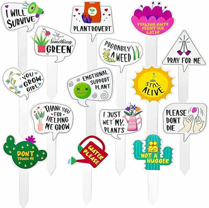 15 PCS Plant Labels,Wooden Funny Garden Labels,15 Styles Assorted Shapes Words Plants Tags Plant Labels Garden Markers for Vegetables Succulent Flowers Greenery Potted Plants