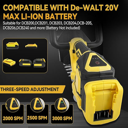JOJOCY Cordless Hedge Trimmer, 20" Brushless Shrub Trimmer with 3-Speed Settings, Dual-Action SK5 Blade, Safety Lock, Tool Only (for DeWalt)