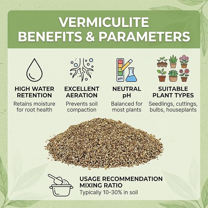 Sukh 43OZ Vermiculite - Organic Vermiculite for Gardening Plants Fine Horticultural Soil Amendments Bulk Additive Perfect Potted and Garden Professional Grade 1-3mm