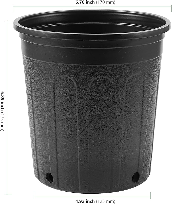 HAKZEON 25 Packs 1 Gallon Nursery Trade Pots, Black Plastic Plant Nursery Pots Round Planter Nursery Pot for Plants Flowers, Succulents, Vegetables, Seedling