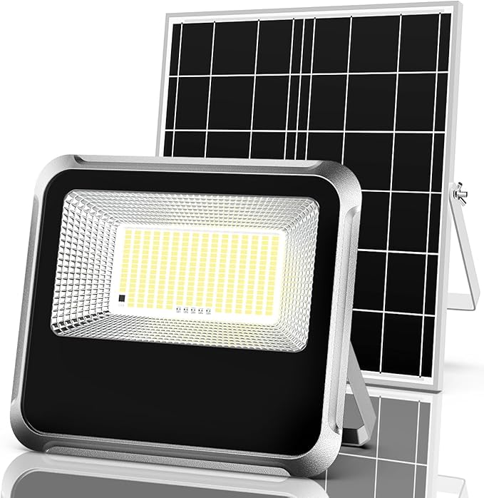 Engrepo Solar Light Outdoor, 10000LM Luces Solares Dusk to Dawn Auto On/Off Solar Powered Security Flood Light Outside IP65 Waterproof with Remote Control for Wall Porch, Shed, Barn. 20000mAh.