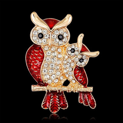 Rhinestone Owl Brooch Pin for Women Cute Big Cartoon Cat Eye Stone Owl Bird Brooch Unique Double Owl Brooch Pin Clothes Bag Hat Dress Jewelry