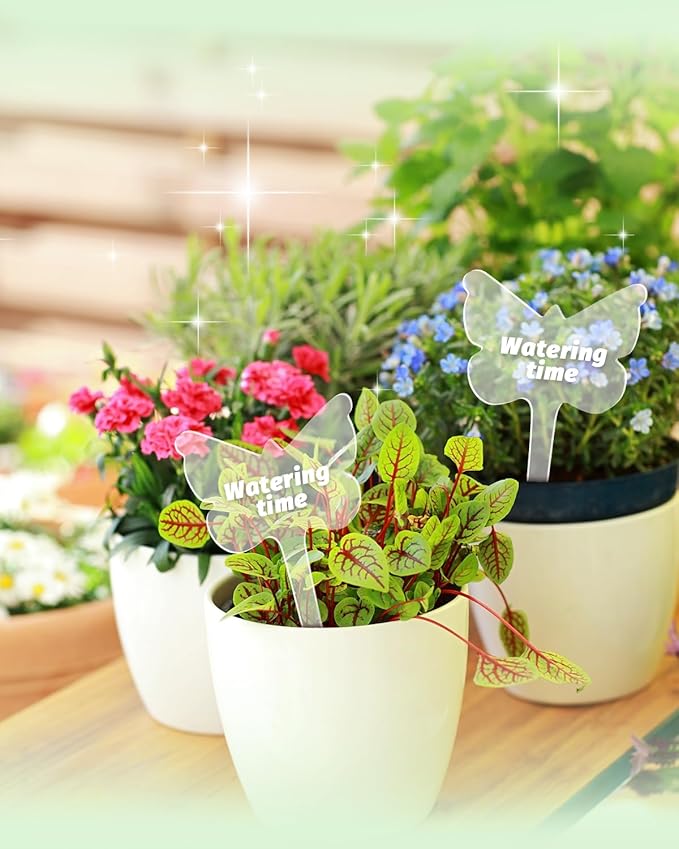 eZAKKA Acrylic Plant Labels, Butterfly Plant Markers Around Hanging Garden Markers Labels Tree Tags Sticks for Seedlings Outdoor Garden Waterproof, 12pcs