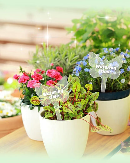eZAKKA Acrylic Plant Labels, Butterfly Plant Markers Around Hanging Garden Markers Labels Tree Tags Sticks for Seedlings Outdoor Garden Waterproof, 12pcs