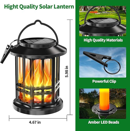 Solar Lanterns Outdoor Waterproof,Flickering Flame Landscape Lanterns ,Solar Powered Outdoor Hanging Lights Decor for Garden, Yard, Patio, Porch 1 Pack